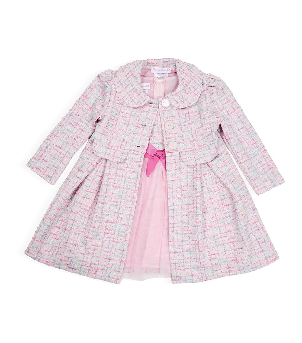 BONNIE BABY Girl Knit Synthetic Dress with Coat, Multicolor