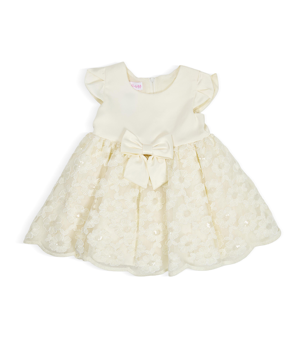 BONNIE BABY Baby Girl Woven Synthetic Set, Ivory