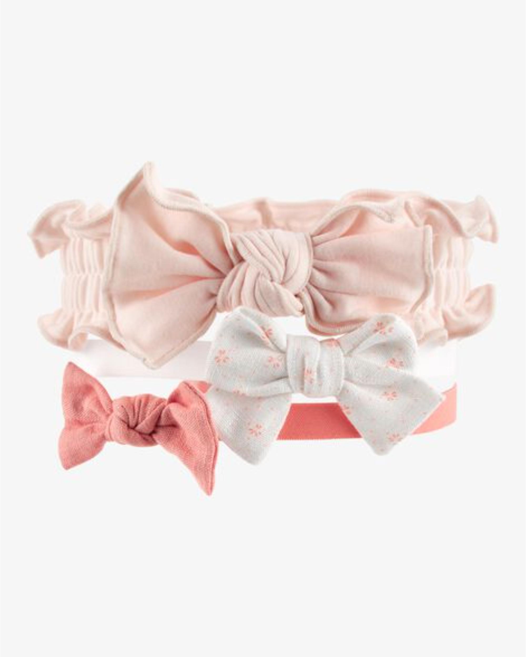 Carter's Baby Girls 3 Pack Textured Headwraps, Multicolor