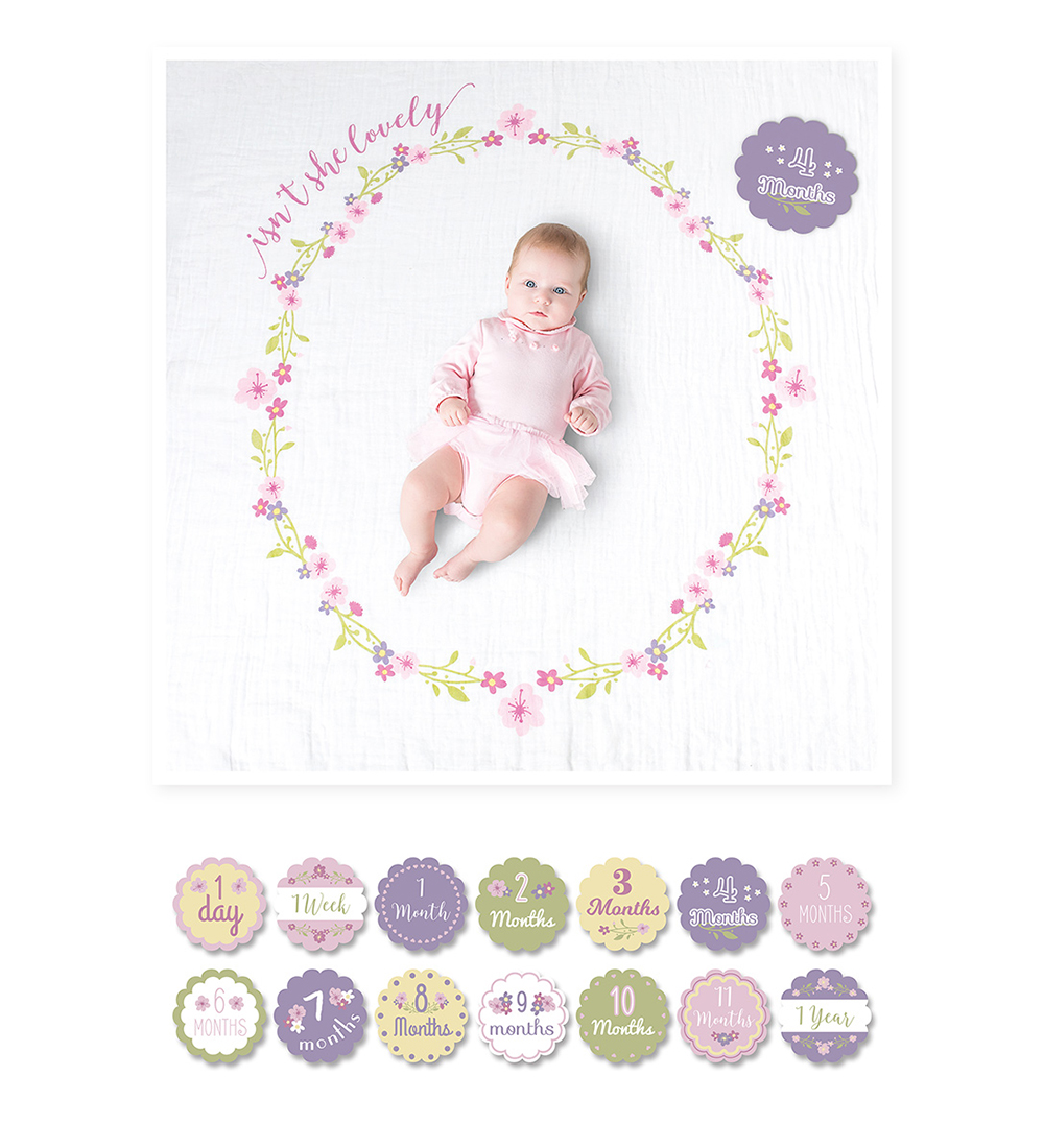 LULUJO Baby's First Year Blanket & Cards Set - Isn't She Lovely (Newborn)