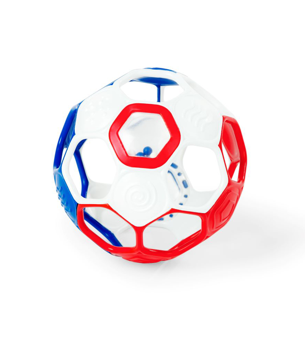 BRIGHT STARTS - Oball Grippin' Goals Rattle Soccer Ball - Red, White & Blue