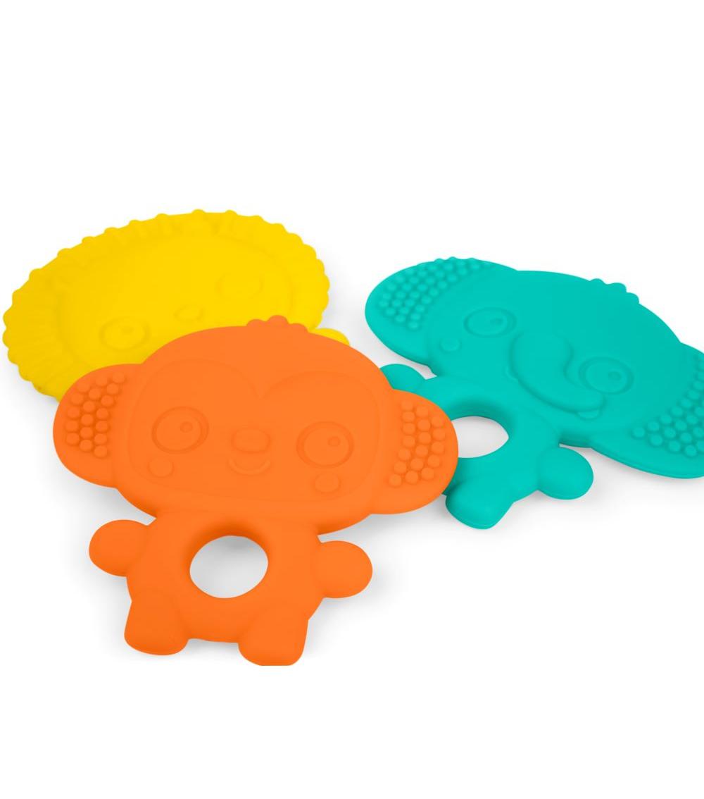 BRIGHT STARTS - Gummy Buddies 3-Pack Textured Teethers - Elephant, Lion, Monkey