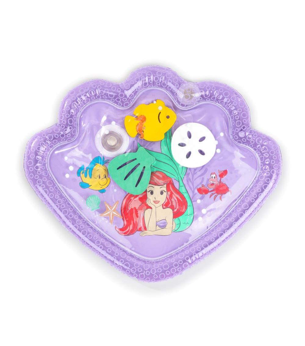 BRIGHT STARTS - Disney Princess Ariel Tummy Time Water Mat, The Little Mermaid Sea Treasures, Purple