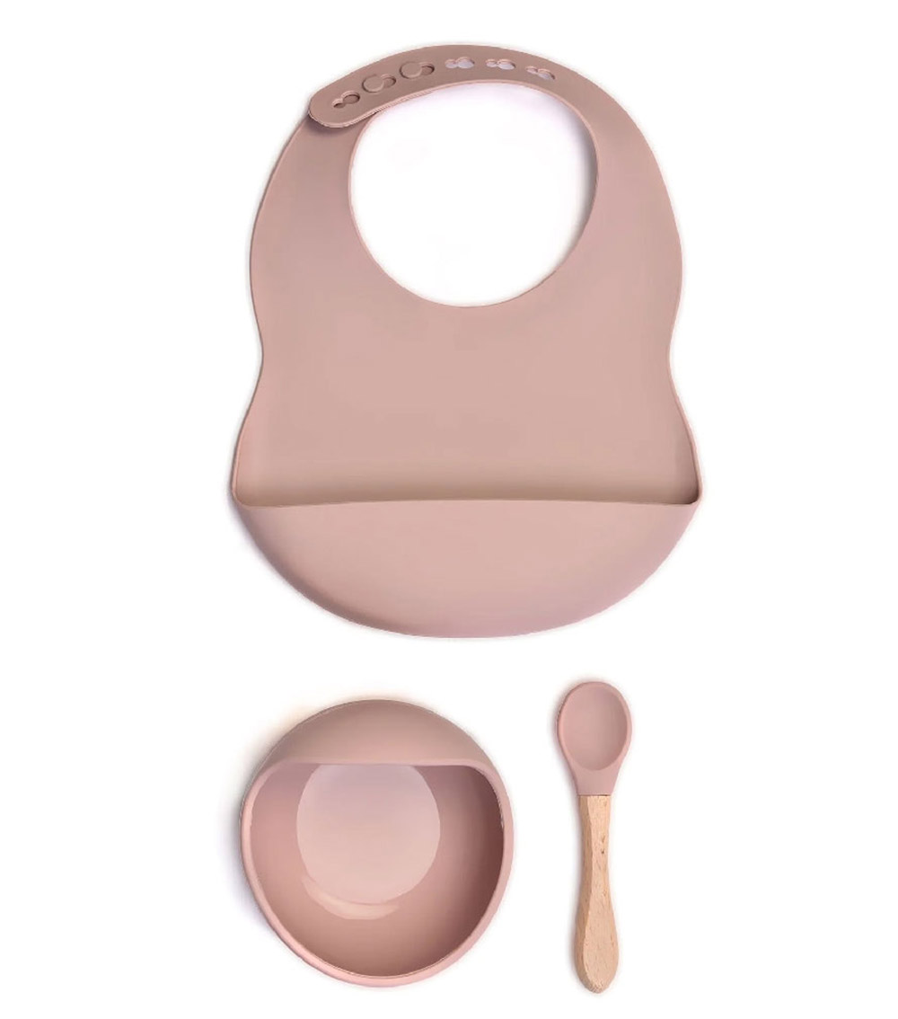 MILKITBABY Bib and Bowl Set - Dusty Pink