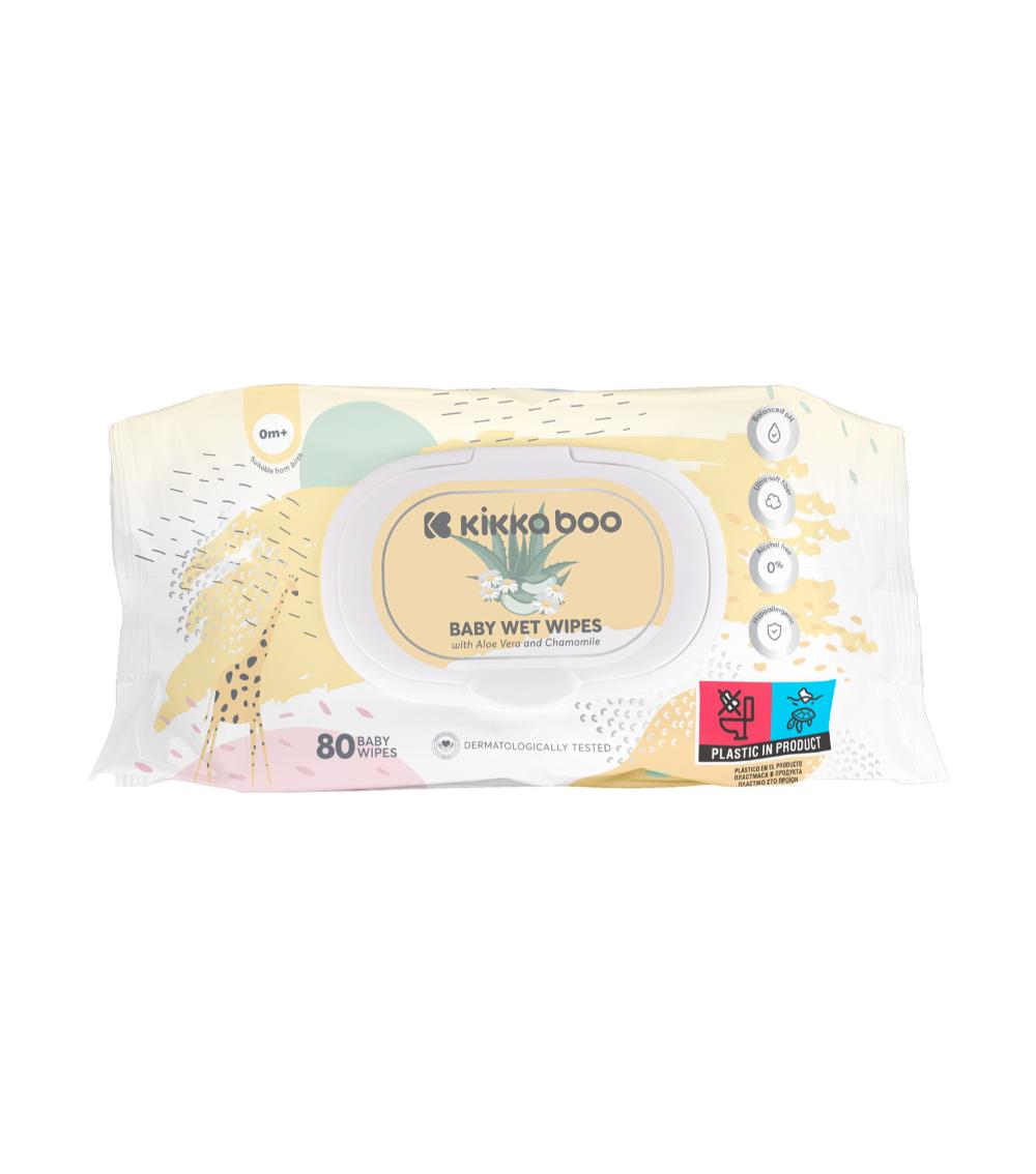 KIKKABOO 80-Pieces Baby Wet Wipes - Aloe Vera and Chamomile