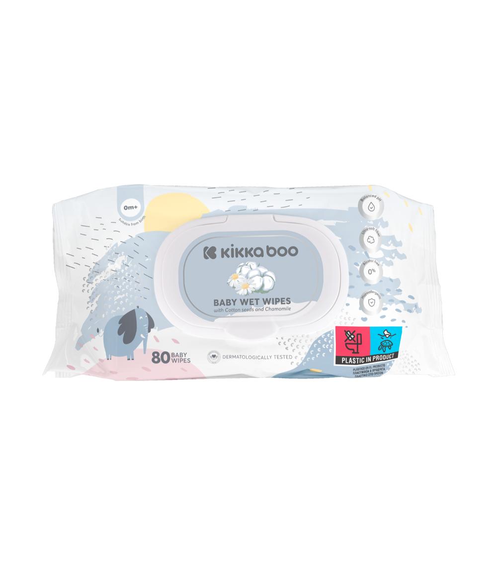KIKKABOO 80-Pieces Baby Wet Wipes - Cotton Seeds and Chamomile
