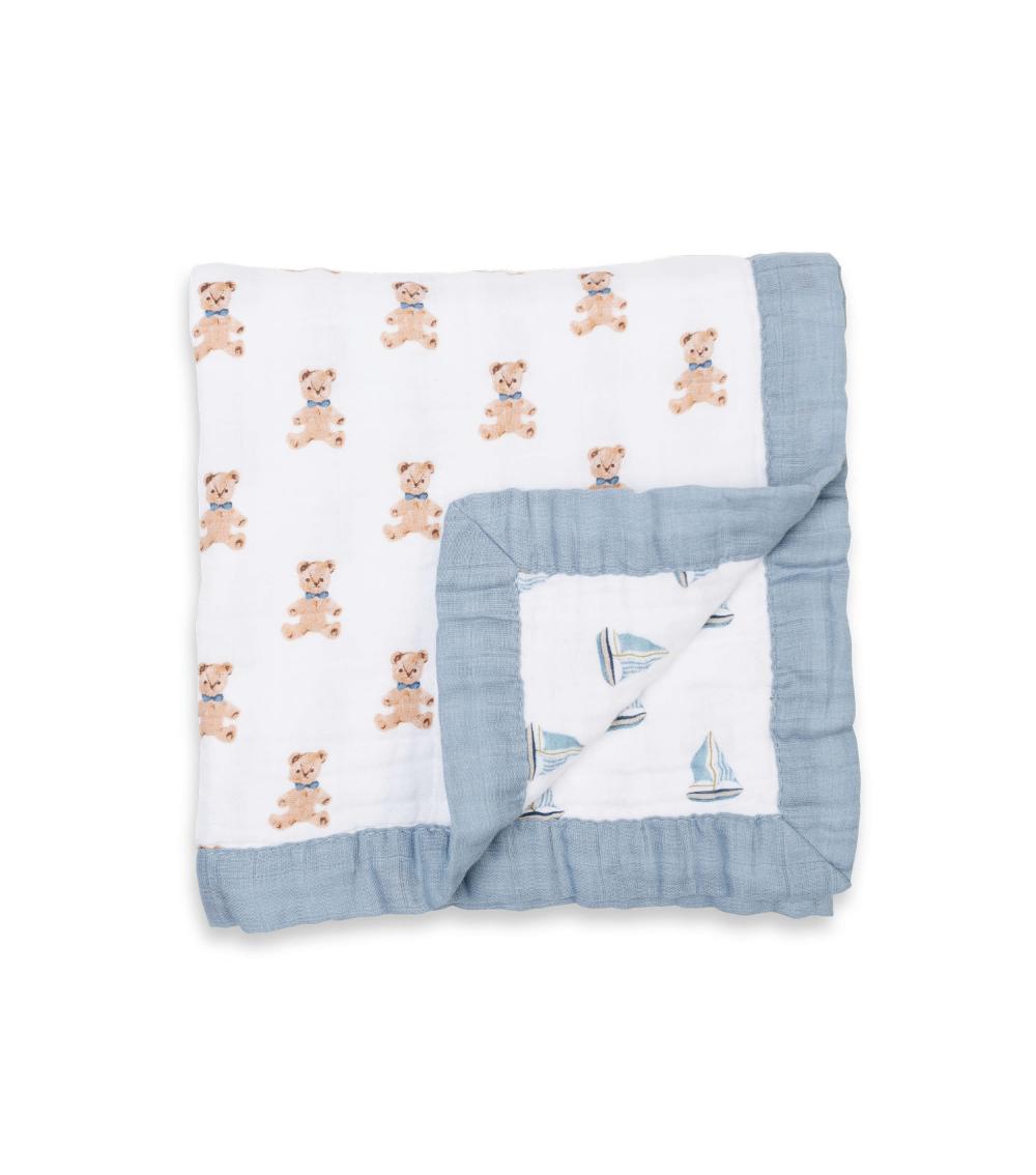 Lulujo Dream Blanket - Vintage Teddy & Sailboat