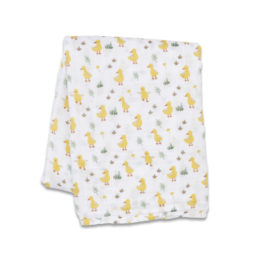 LULUJO Muslin Large Swaddle, Multicolor - Ducks (Newborn)