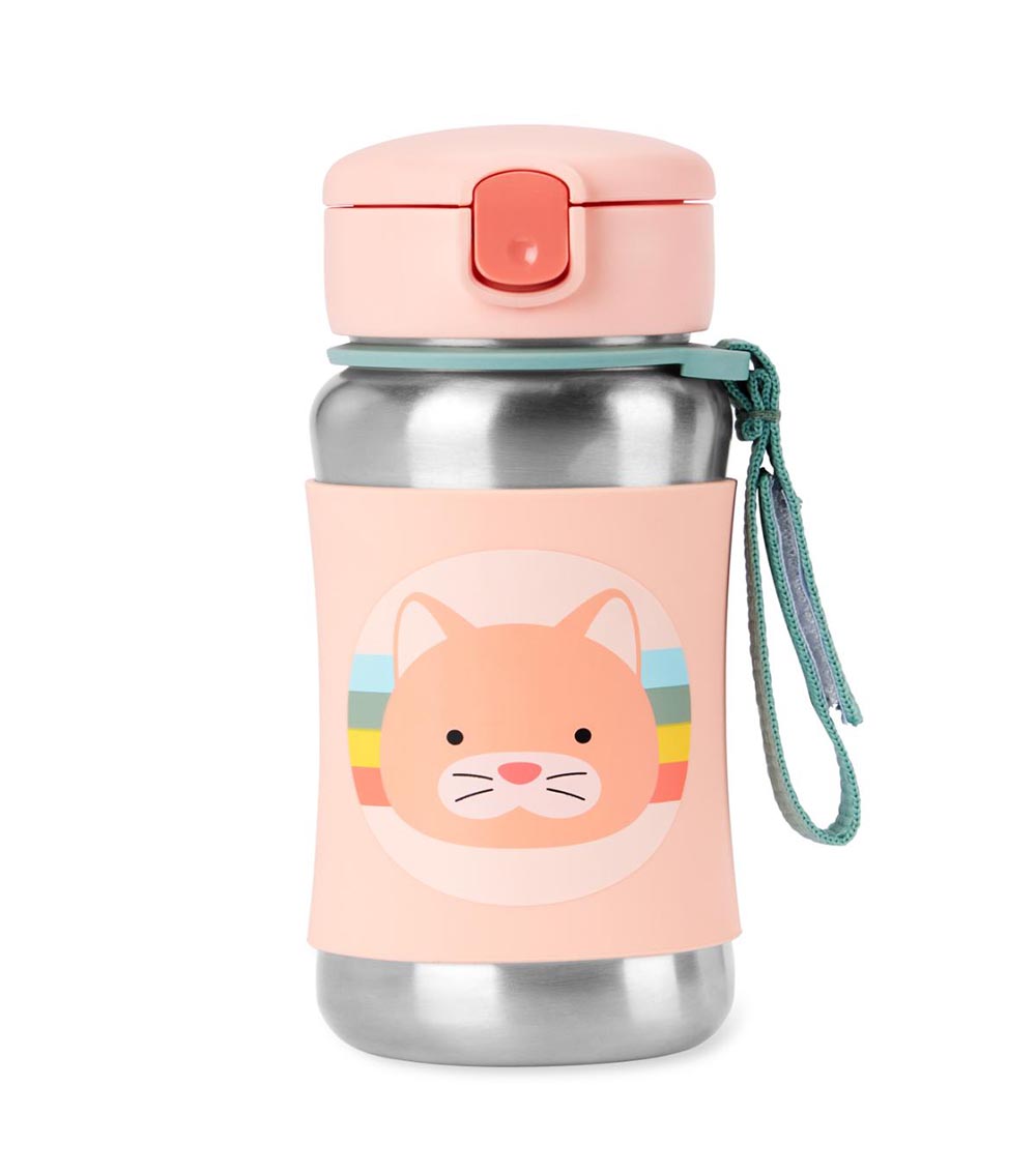 SKIP HOP Stainless Steel Straw Bottle - Cat