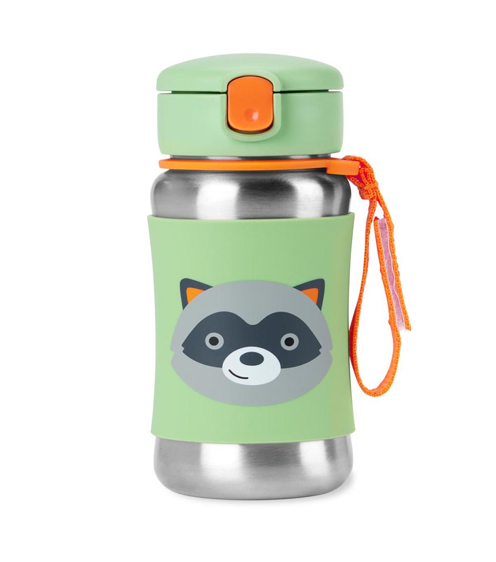 SKIP HOP Stainless Steel Straw Bottle - Racoon