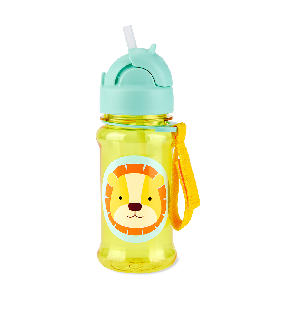 SKIP HOP Zoo Tritan Straw Bottle - Lion (355 ml), BPA-Free (12 Months+)