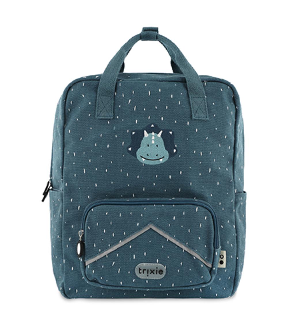TRIXIE Mr. Triceratops Large Kids Backpack - Adjustable Straps, Carry Handle, Zipper Closure, (3Years+)