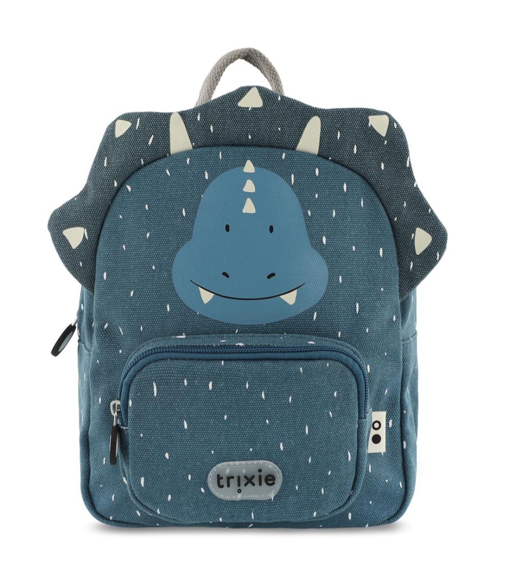TRIXIE Mr. Triceratops Small Kids Backpack - Adjustable Straps, Carry Handle, Zipper Closure, (2Years+)