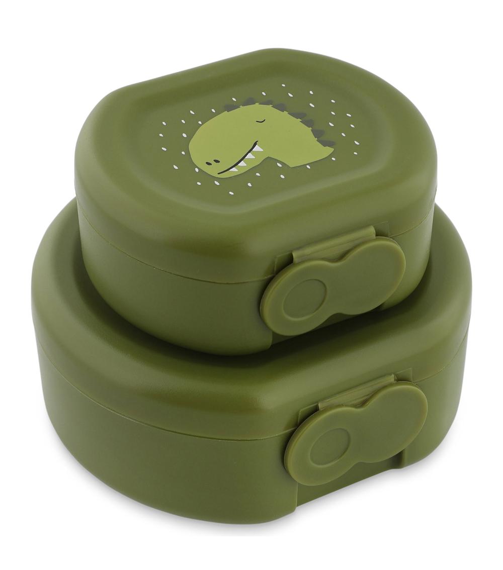 TRIXIE Mr. Dino 2-Piece Snack Box with Clip - Dishwasher Safe (3 Years+)