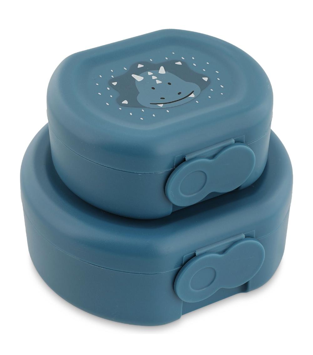 TRIXIE Mr. Triceratops 2-Piece Snack Box with Clip - Dishwasher Safe (3 Years+)