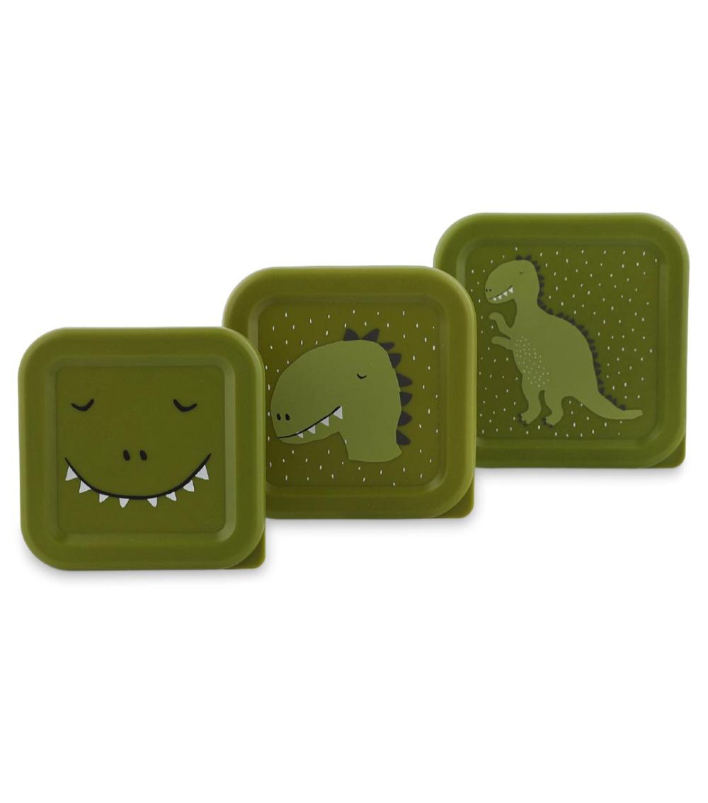 TRIXIE Mr. Dino 3-Piece Nesting Snack Box Set - Dishwasher Safe (3 Years+)