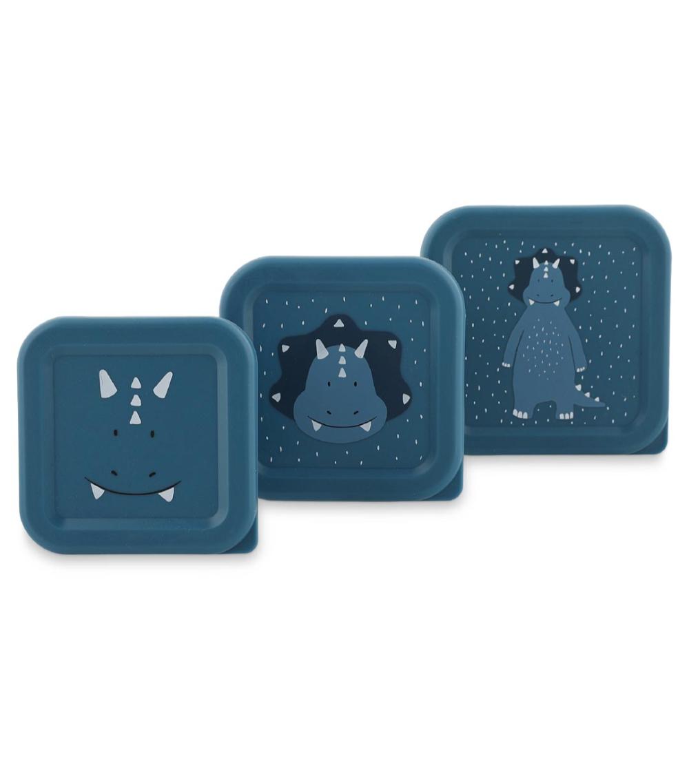 TRIXIE Mr. Triceratops 3-Piece Nesting Snack Box Set - Dishwasher Safe (3 Years+)