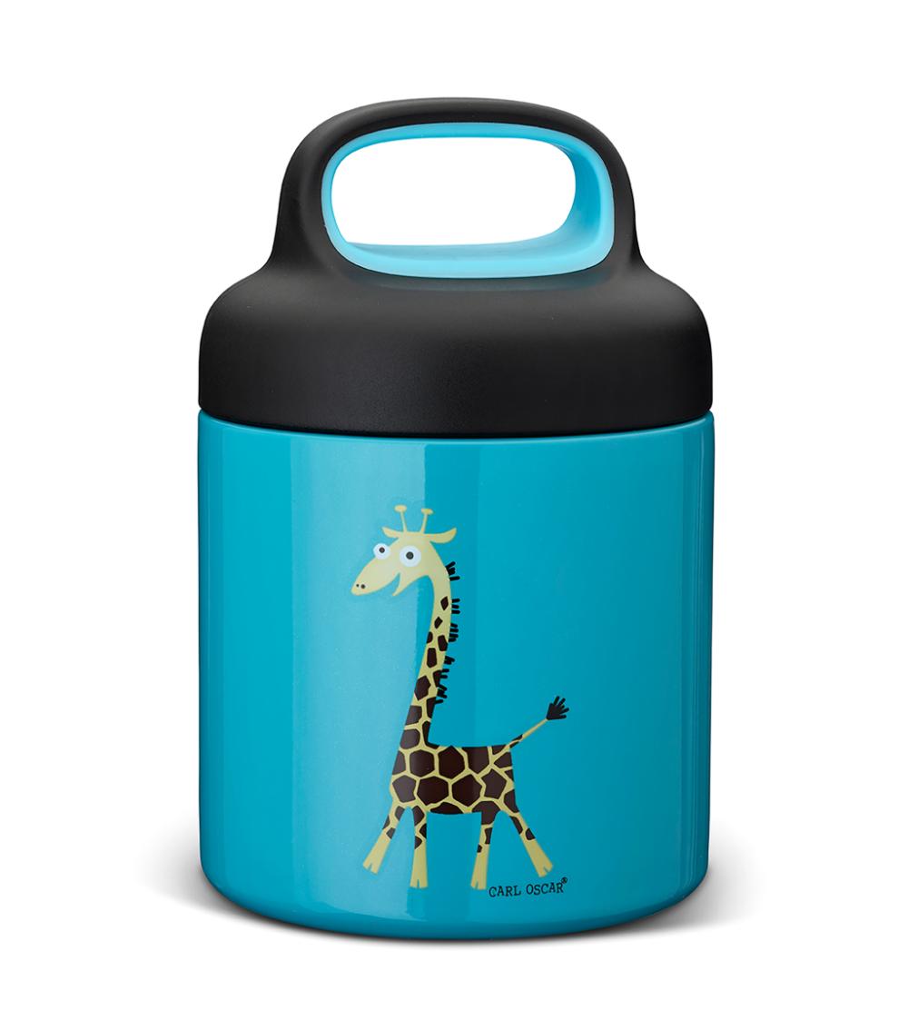 CARL OSCAR Stainless Steel Kids TEMP LunchJar - Giraffe, Turquoise (300ml), Vacuum Insulated (3 Years+)
