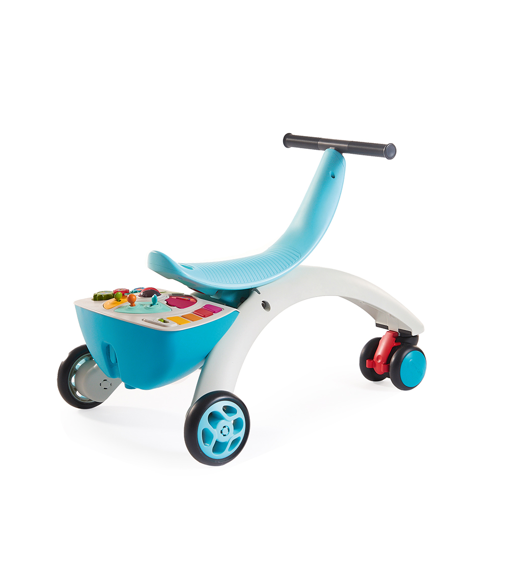 TINY LOVE 5-In-1 Walk Behind & Ride On, Blue, Electronic Musical Buttons (0+ Months)