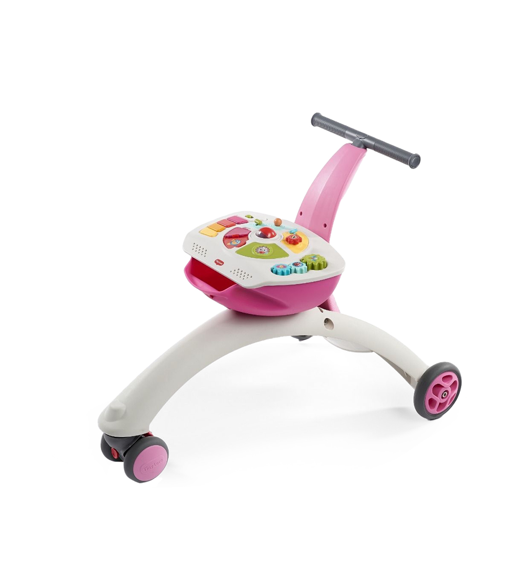 TINY LOVE 5-In-1 Walk Behind & Ride On, Pink, Electronic Musical Buttons (0+ Months)