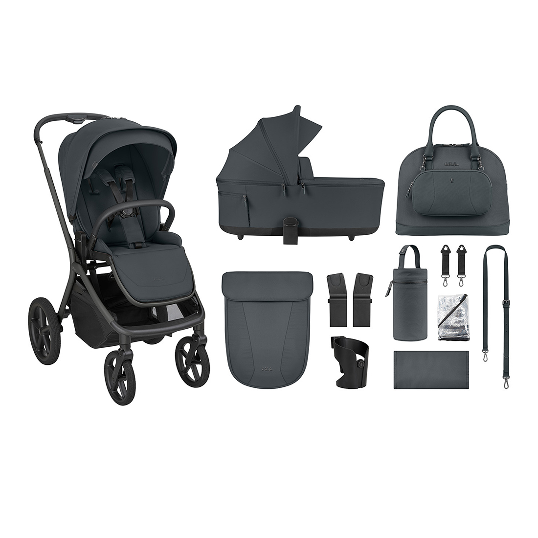 KIKKABOO Goya Platinum 2-in-1 Stroller With Carrycot - Grey