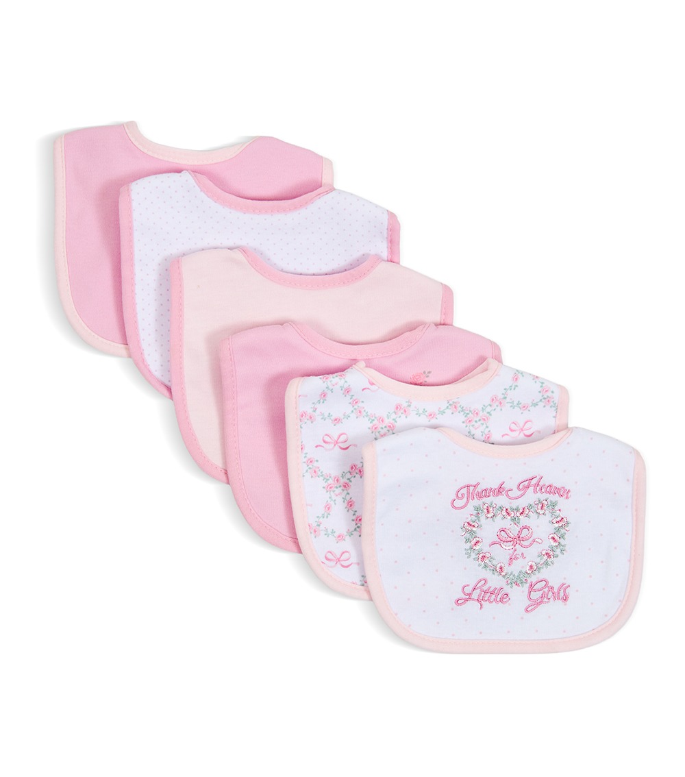 LITTLE ME Baby Girls 6 Pack Thank Heaven Bib, Multicolor