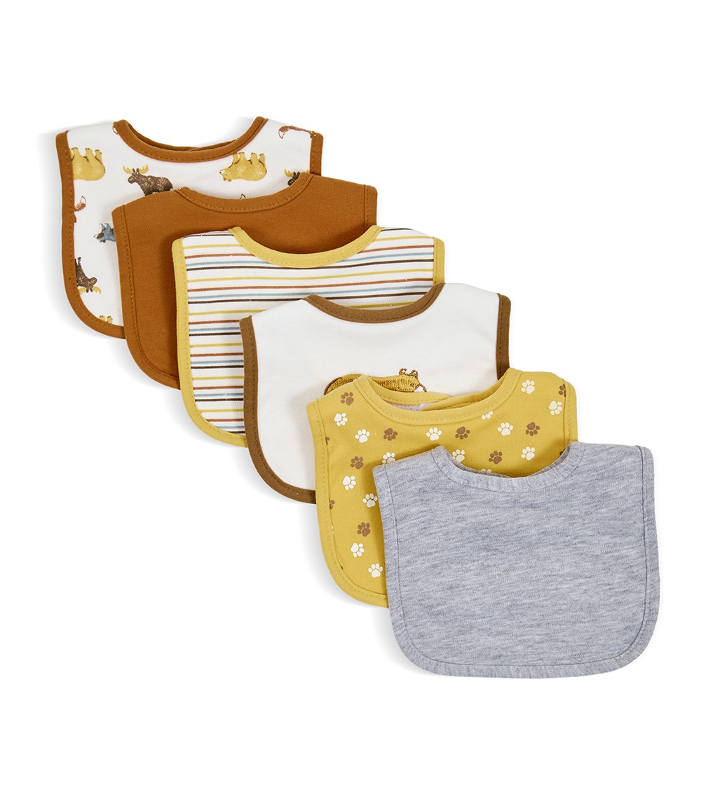 LITTLE ME Baby 6 Pack Fall Animals Bibs, Multicolor