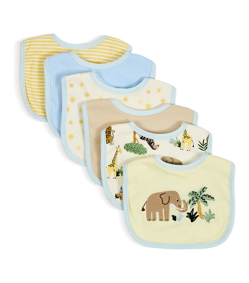LITTLE ME Baby 6 Pack Safari Bibs, Multicolor