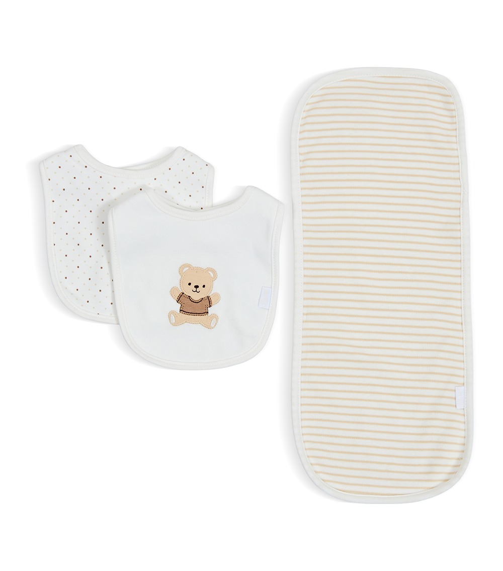 LITTLE ME Baby Bear Bib & Burp Set, Ivory