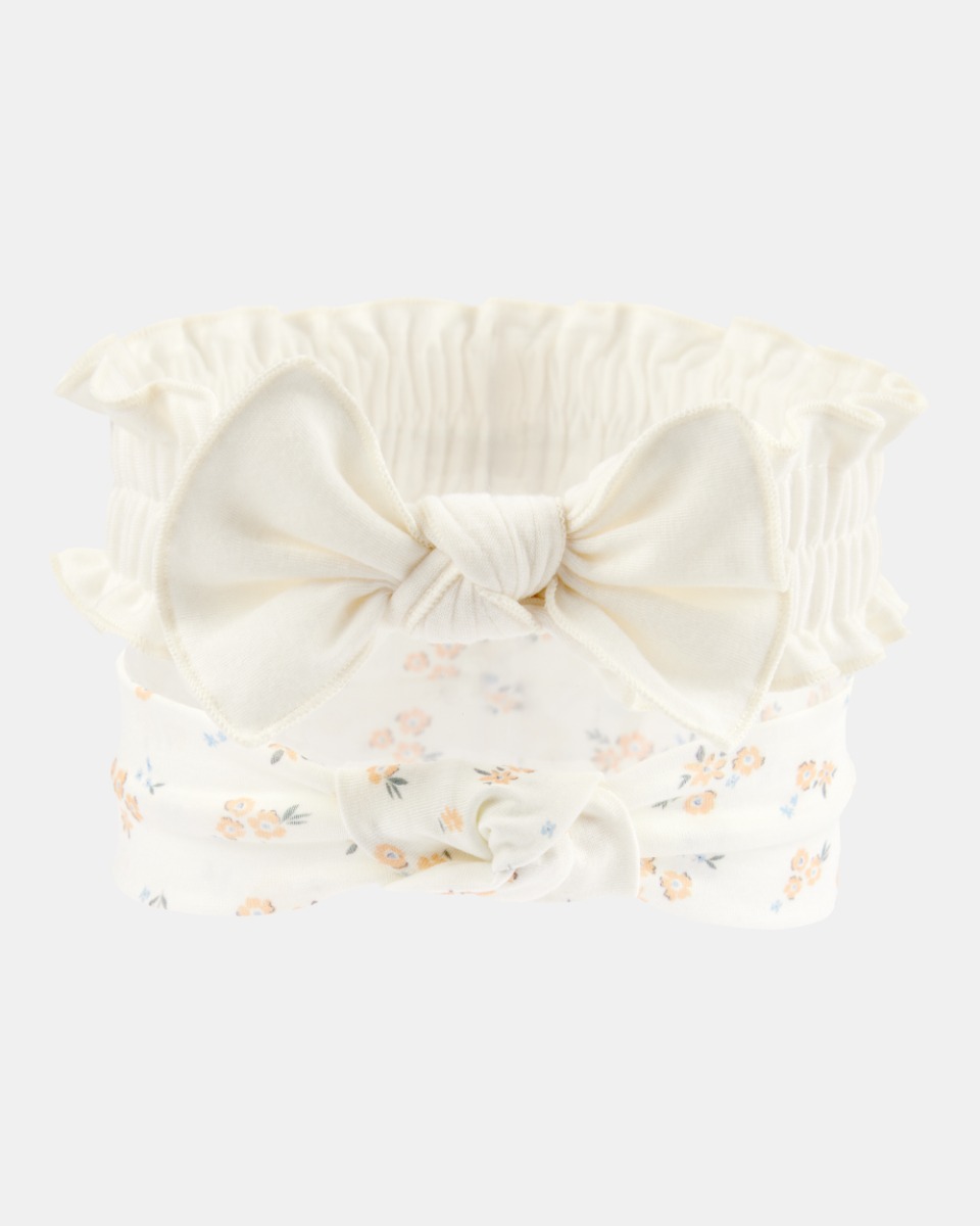 Carter's Baby Girls 2 Pack Smocked Headwraps, Multicolor