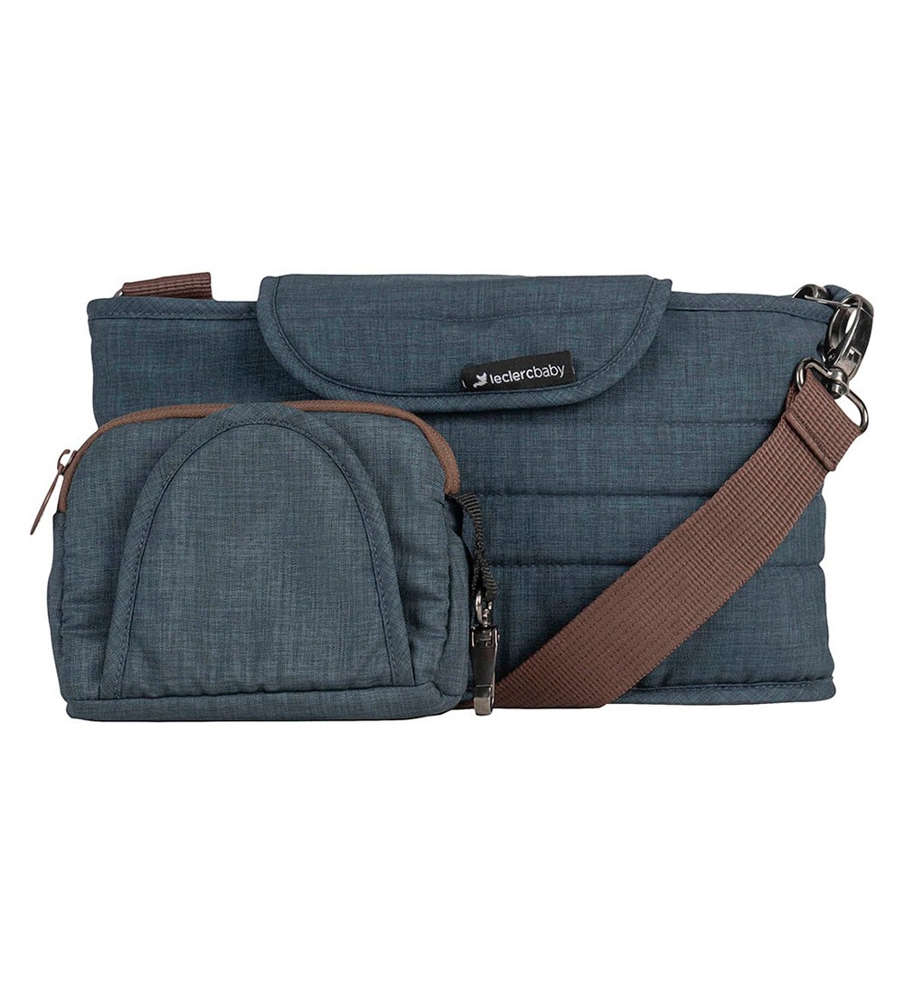 LECLERC Baby Stroller Organizer - Multi-Pocket Utility Bag, Adjustable Strap, Denim Blue (0+months)